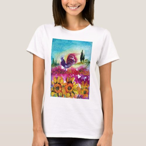 SUNFLOWERS AND BLACK ROOSTER T_Shirt