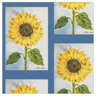 Sunflowers and Blue Fabric