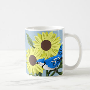 Sunflowers and Blue Jay Coffee Mug