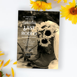Sunflowers and Boots Last Rodeo Bachelorette Party Invitation