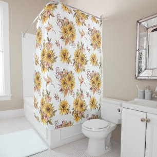Sunflowers and Brown Leaves Shower Curtain