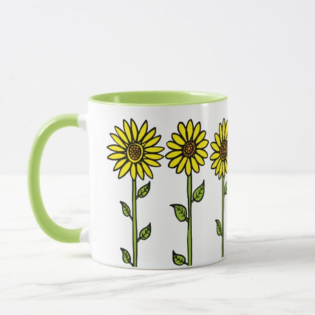 Sunflowers and Bumble Bee Mug (Left)