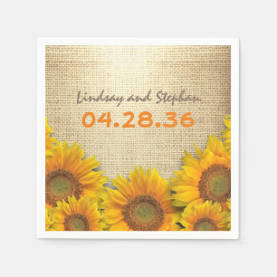 Sunflowers and Burlap Rustic Country Wedding Napkins