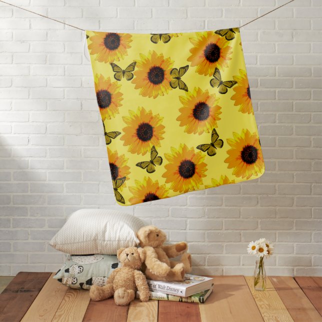 Sunflowers And Butterflies,  Baby Blanket (In Situ)
