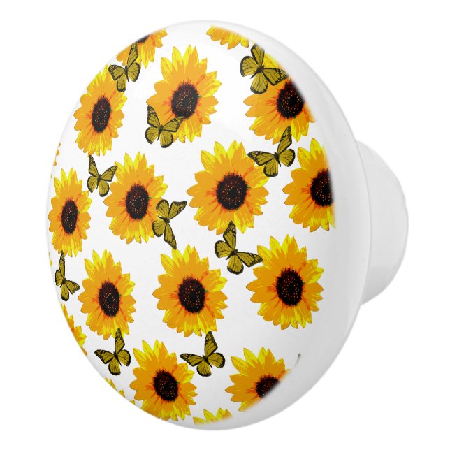 Sunflowers and Butterflies, Ceramic Knob (Right)