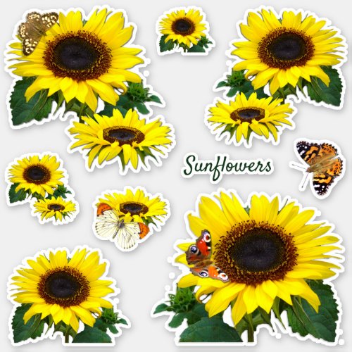 Sunflowers and Butterflies Cut Vinyl Sticker