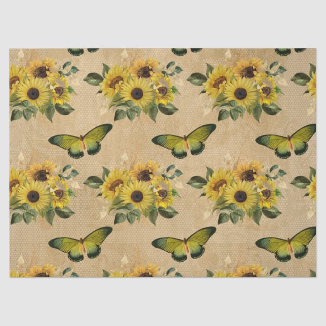 Sunflowers and Butterflies Decoupage Tissue Paper (Front)