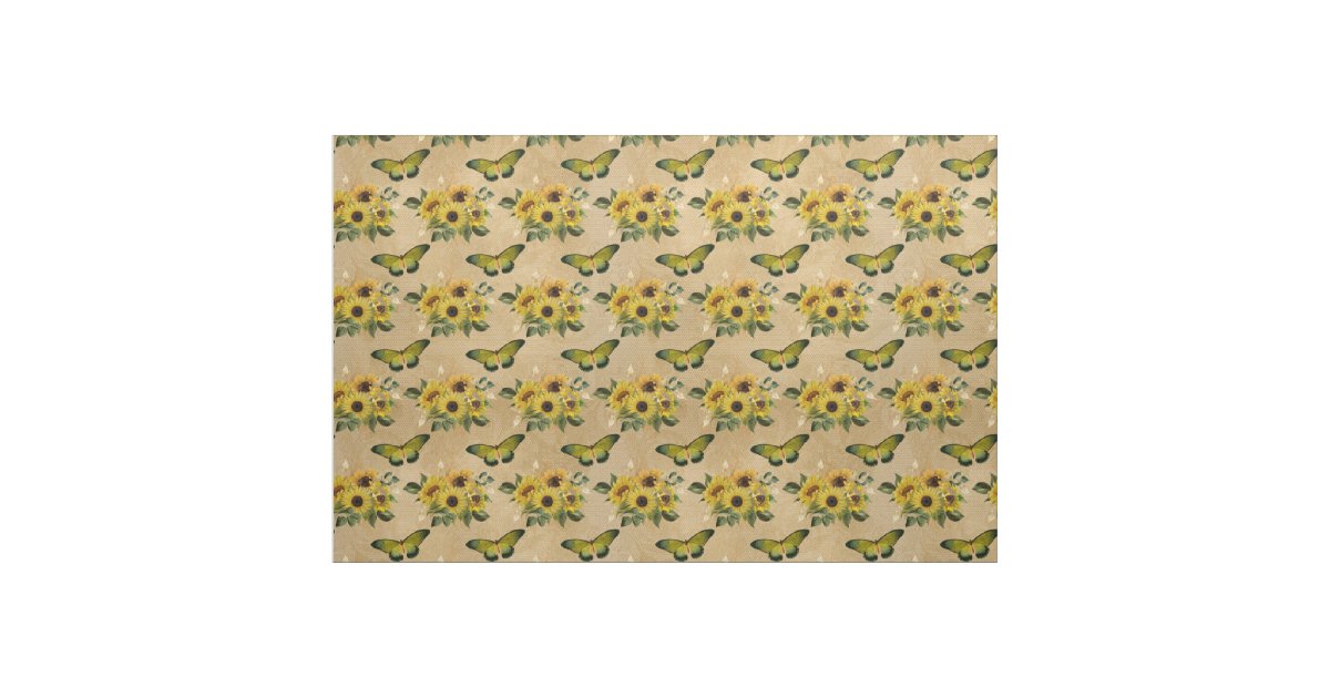Sunflowers and Butterflies Fabric Zazzle