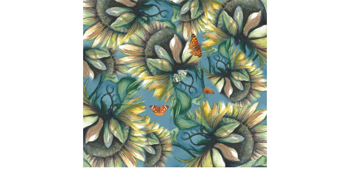 Sunflowers and Butterflies Fabric