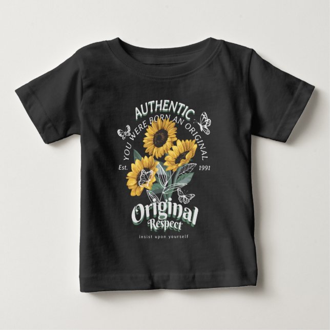 Sunflowers and Butterflies Graphic Baby T-Shirt (Front)