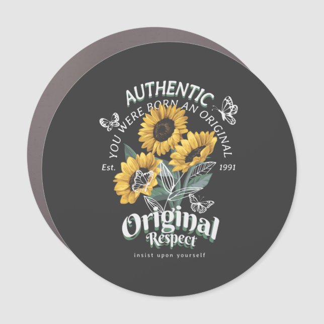 Sunflowers and Butterflies Graphic Car Magnet (Front)