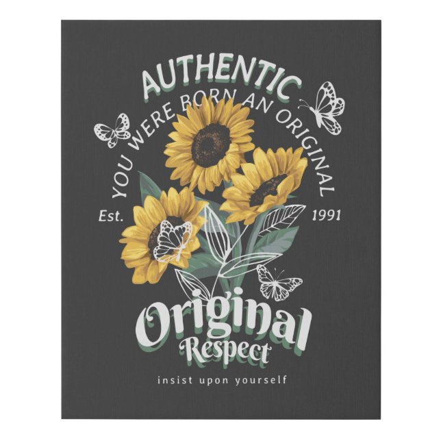 Sunflowers and Butterflies Graphic Faux Canvas Print (Front)