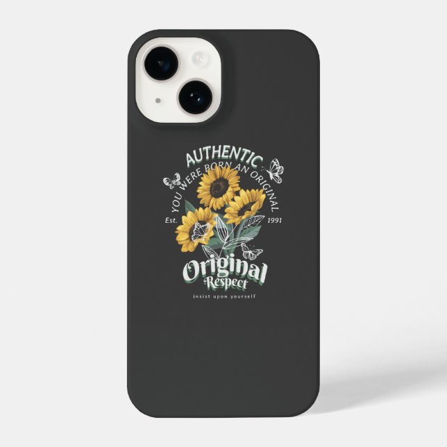 Sunflowers and Butterflies Graphic iPhone Case (Back)