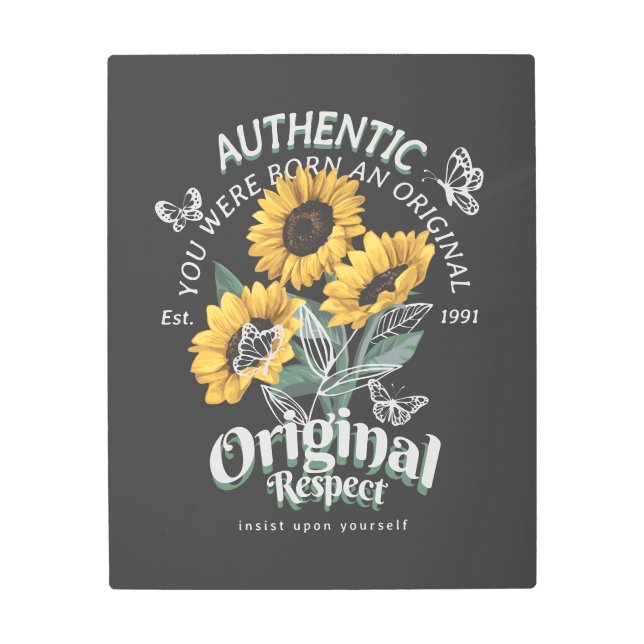 Sunflowers and Butterflies Graphic Metal Print (Front)