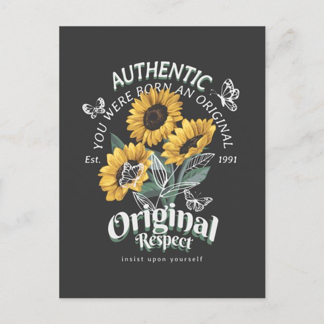 Sunflowers and Butterflies Graphic Postcard (Front)