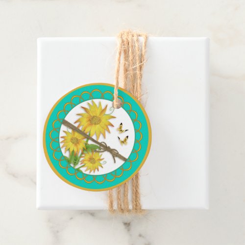 Sunflowers and Butterflies Matching Gift Tag