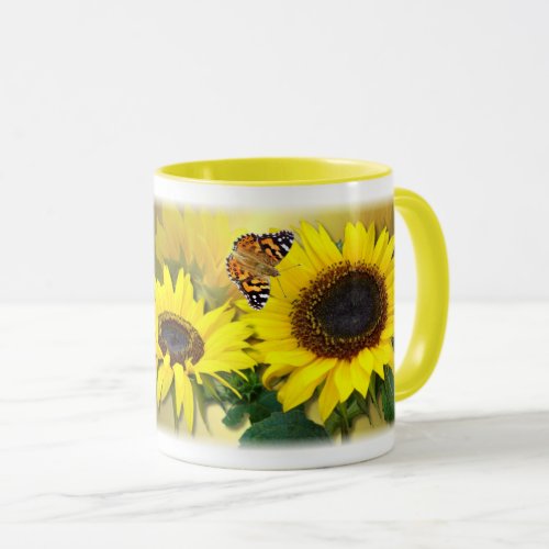 Sunflowers and Butterflies Mug