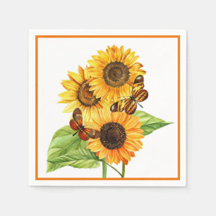 Sunflowers and butterflies  napkins