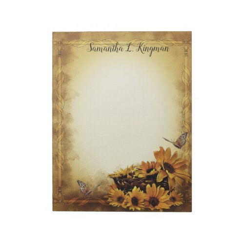 Sunflowers and Butterflies Notepad
