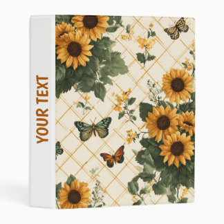 Sunflowers and Butterflies on Light Yellow Mini Binder