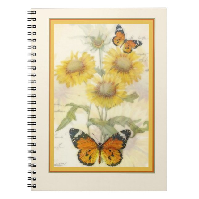 Sunflowers and butterfly notebook (Front)