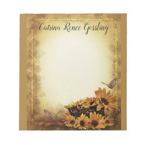 Sunflowers and Butterfly Notepad