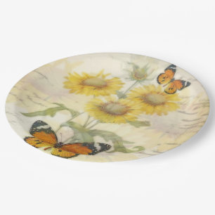 Sunflowers and butterfly paper plates