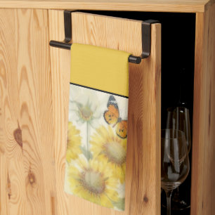 Sunflowers and butterfly towel