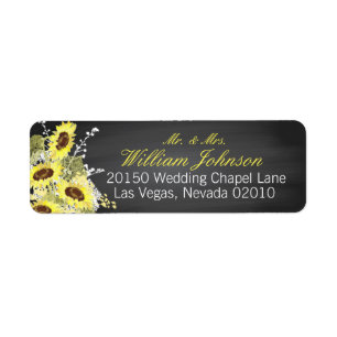 Sunflowers and Chalkboard Wedding Label