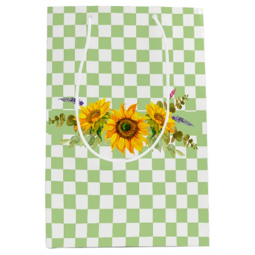 Sunflowers and Checkerboard  Medium Gift Bag