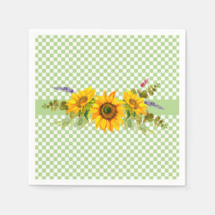 Sunflowers and Checkerboard  Napkins