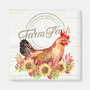 Sunflowers and chicken farm fresh magnet