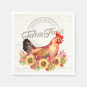 Sunflowers and chicken farm fresh  napkins