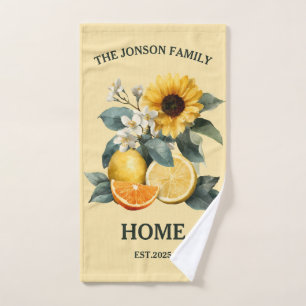 Sunflowers and Citrus Family Design Bath Towel Set