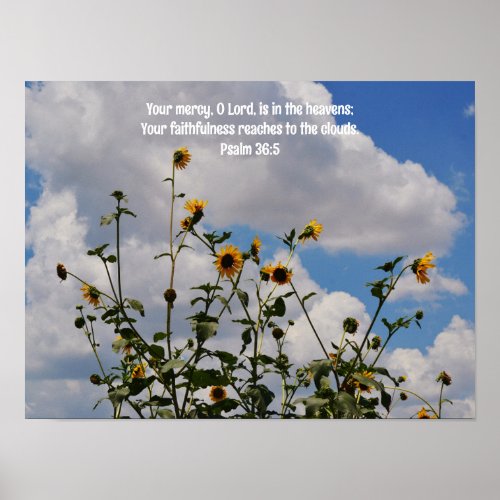 Sunflowers and Clouds Bible Verse Art Poster