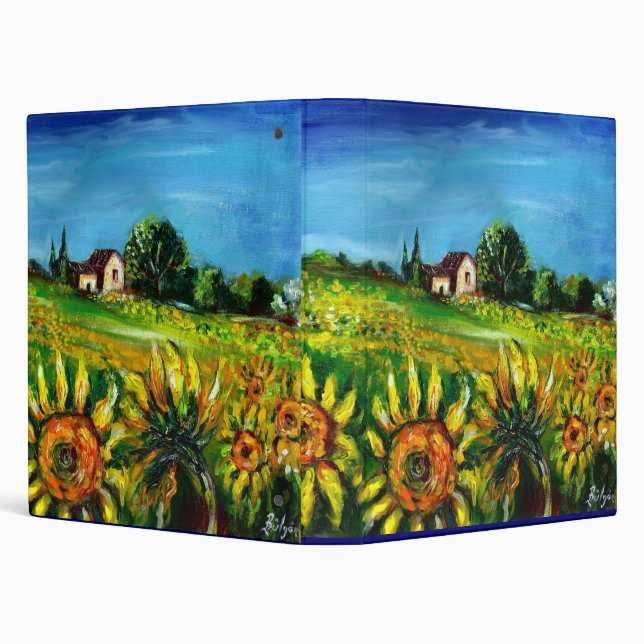 SUNFLOWERS AND COUNTRYSIDE IN TUSCANY 3 RING BINDER (Background)