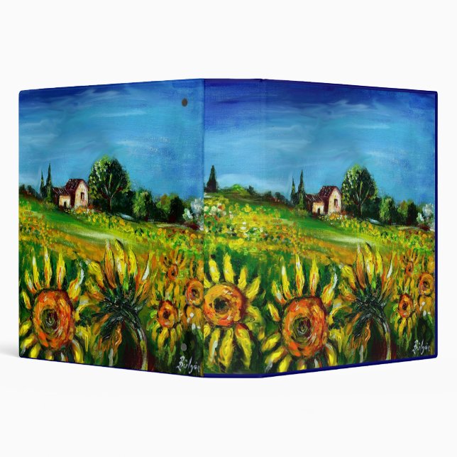SUNFLOWERS AND COUNTRYSIDE IN TUSCANY 3 RING BINDER (Background)