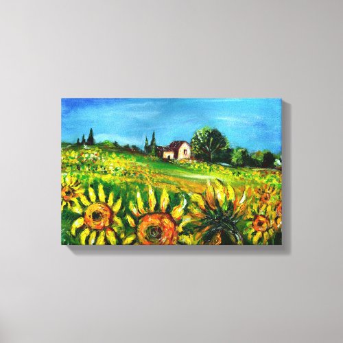 SUNFLOWERS AND COUNTRYSIDE IN TUSCANY CANVAS PRINT