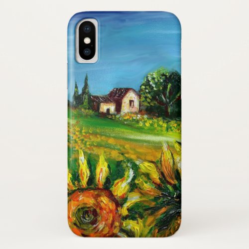 SUNFLOWERS AND COUNTRYSIDE IN TUSCANY iPhone X CASE