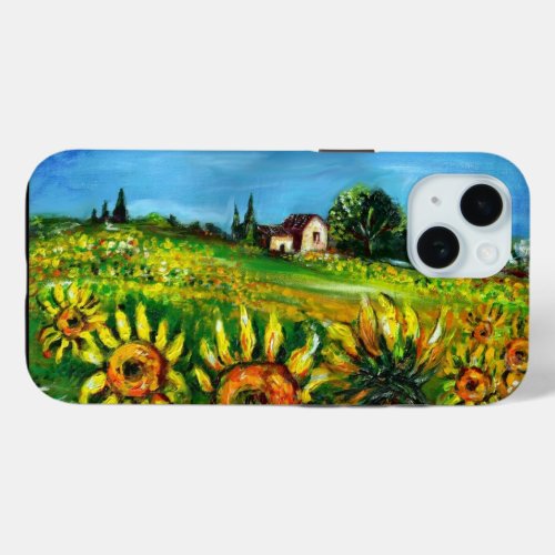 SUNFLOWERS AND COUNTRYSIDE IN TUSCANY iPhone 15 CASE