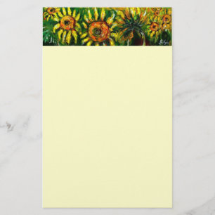 SUNFLOWERS AND COUNTRYSIDE IN TUSCANY, cream Stationery