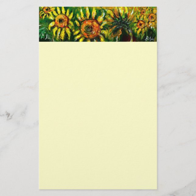 SUNFLOWERS AND COUNTRYSIDE IN TUSCANY, cream Stationery (Front)