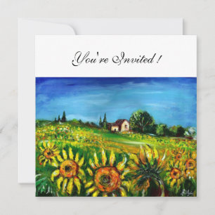 SUNFLOWERS AND COUNTRYSIDE IN TUSCANY, INVITATION