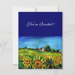 SUNFLOWERS AND COUNTRYSIDE IN TUSCANY, INVITATION