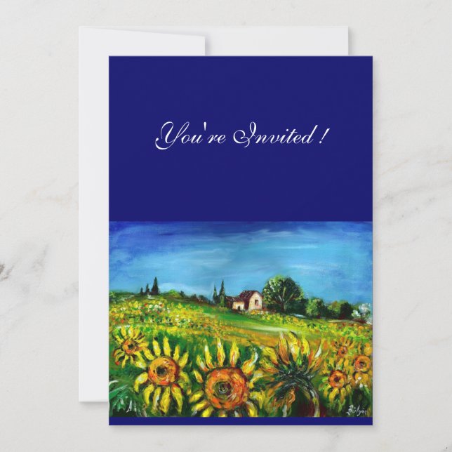 SUNFLOWERS AND COUNTRYSIDE IN TUSCANY, INVITATION (Front)