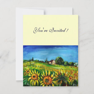 SUNFLOWERS AND COUNTRYSIDE IN TUSCANY, INVITATION