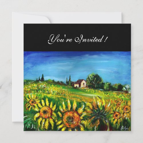 SUNFLOWERS AND COUNTRYSIDE IN TUSCANY INVITATION
