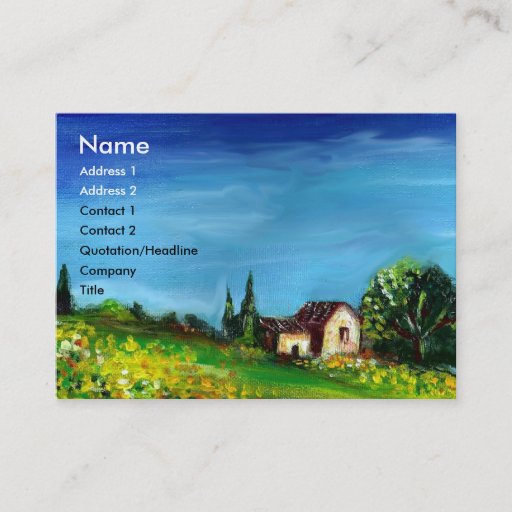 Customizable SUNFLOWERS AND COUNTRYSIDE IN TUSCANY- ITALY BUSINESS CARD TEMPLATE