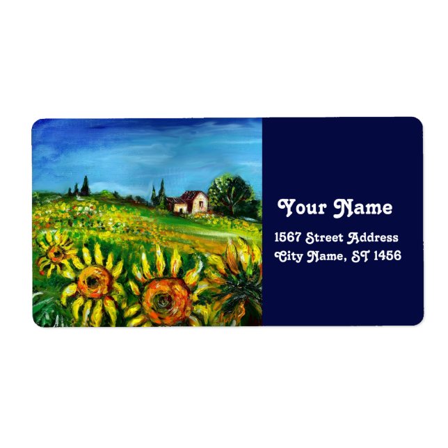 SUNFLOWERS AND COUNTRYSIDE IN TUSCANY LABEL (Front)