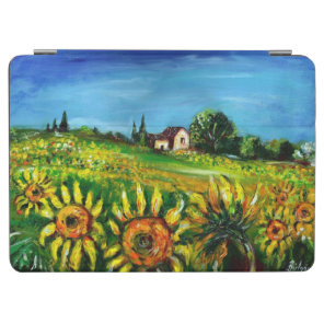 SUNFLOWERS AND COUNTRYSIDE IN TUSCANY LANDSCAPE iPad AIR COVER